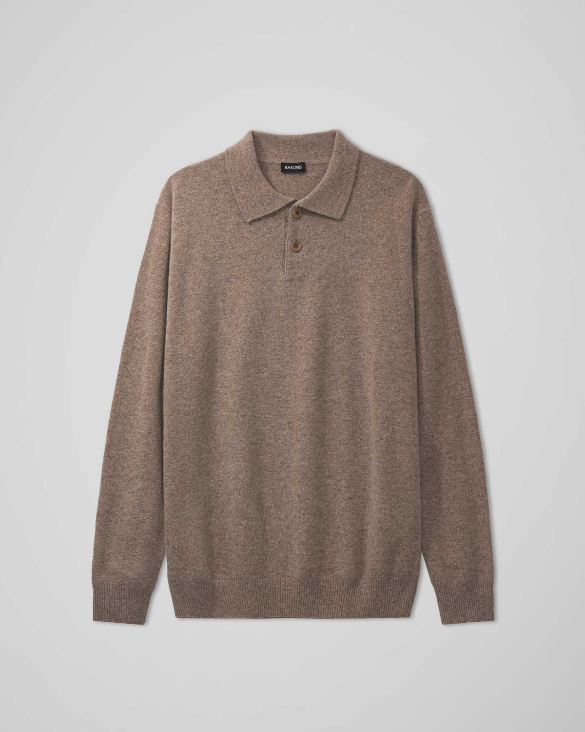 The Cashmere Long Sleeve Polo | Marron