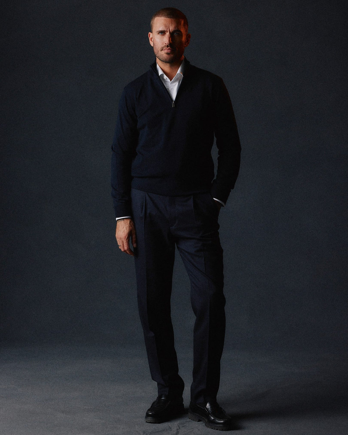 Le Merino Quarter-zip | Navy